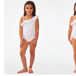 Roller Rabbit One-Shoulder Heart Print Swimsuit